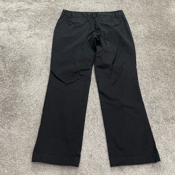 Lands' End Chino Pants Womens 12 Black Mid Rise Straight Leg Cotton Work 34x28 - Picture 2 of 14